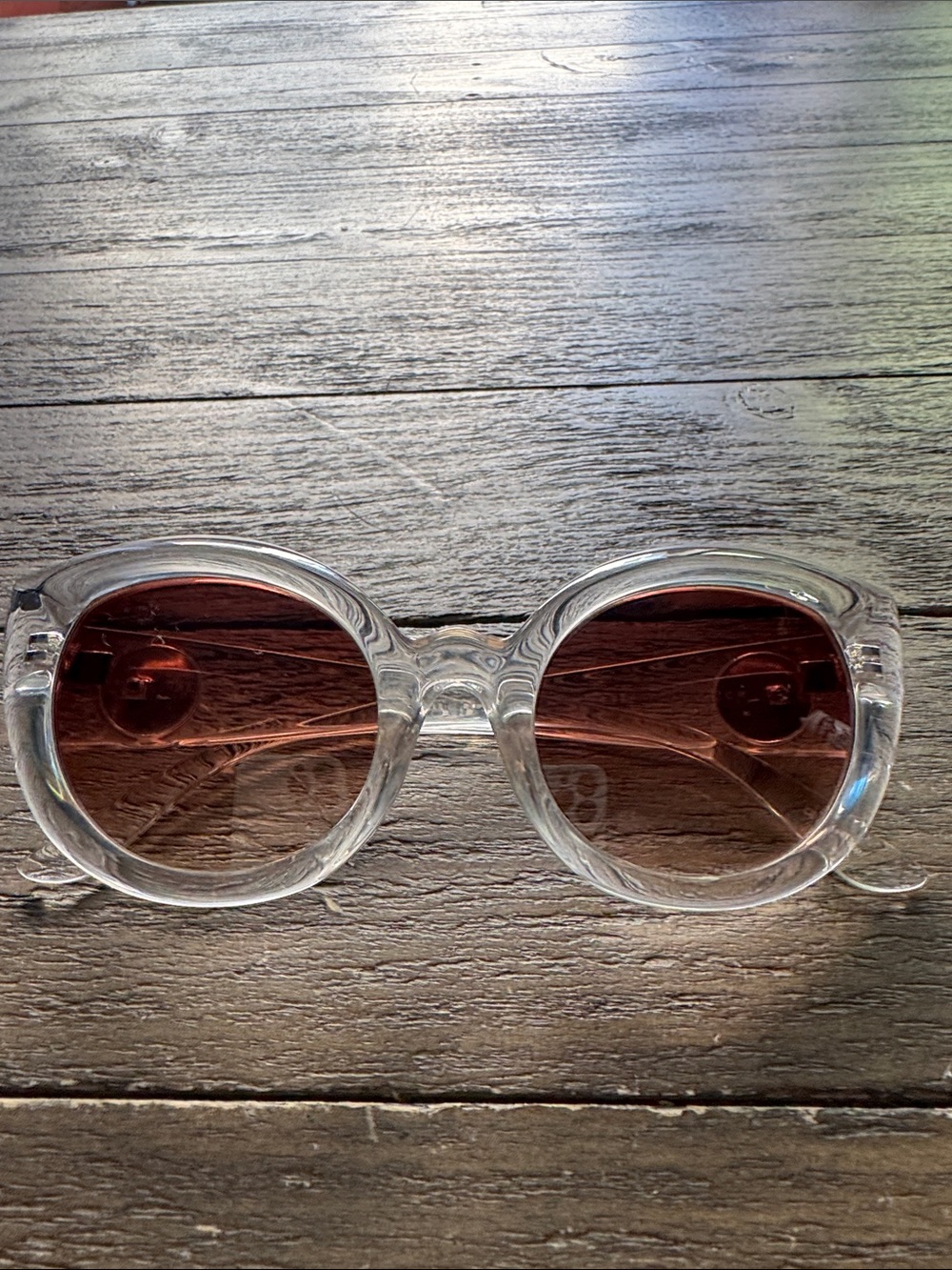 Clear Frame Sunglasses with Brown Gradient Lenses
